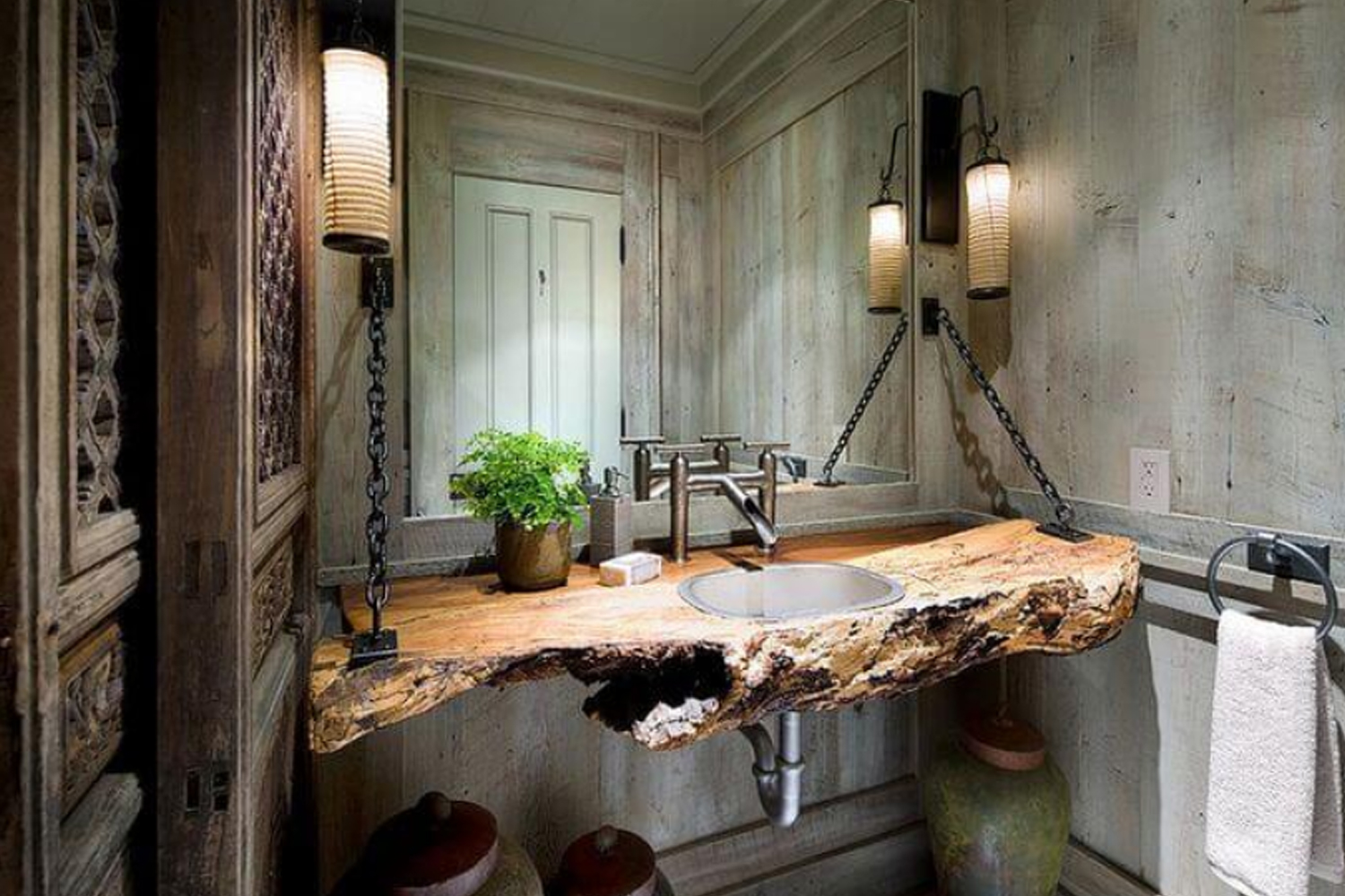ванная в деревянном стиле фото
